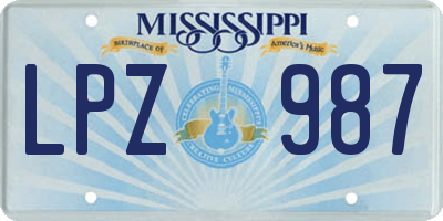 MS license plate LPZ987