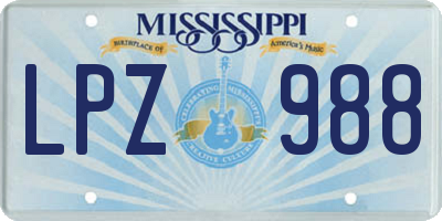MS license plate LPZ988