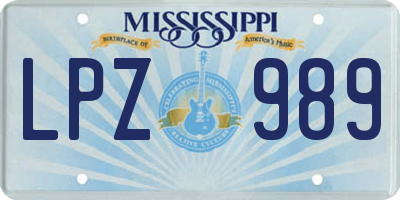 MS license plate LPZ989