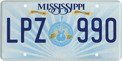 MS license plate LPZ990