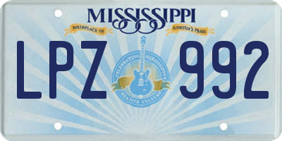 MS license plate LPZ992