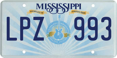 MS license plate LPZ993