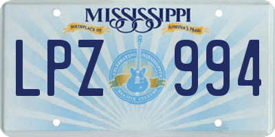 MS license plate LPZ994