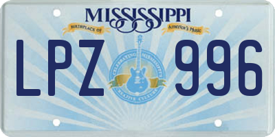 MS license plate LPZ996