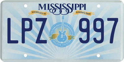 MS license plate LPZ997