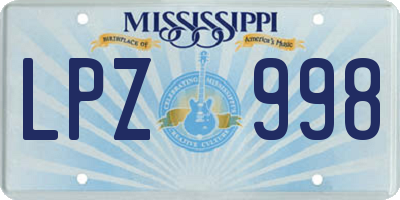 MS license plate LPZ998