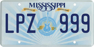 MS license plate LPZ999