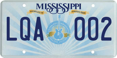 MS license plate LQA002