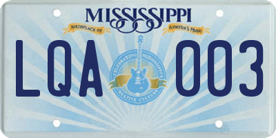MS license plate LQA003