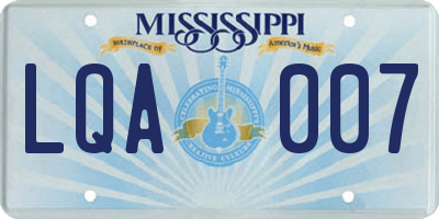MS license plate LQA007