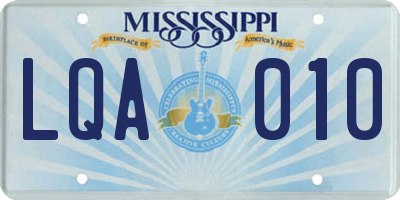 MS license plate LQA010