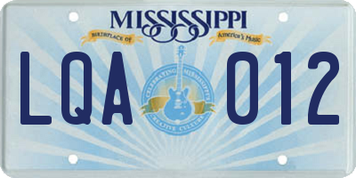 MS license plate LQA012