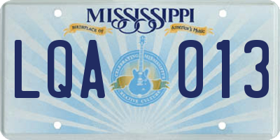 MS license plate LQA013