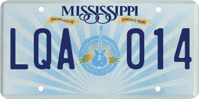 MS license plate LQA014
