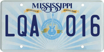 MS license plate LQA016