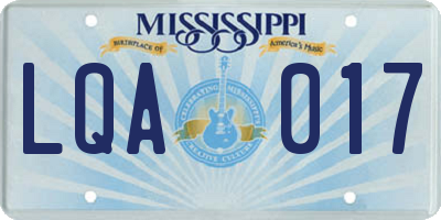 MS license plate LQA017