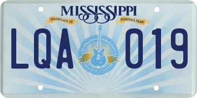 MS license plate LQA019