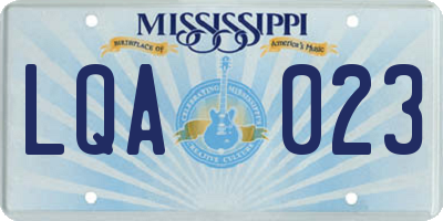 MS license plate LQA023