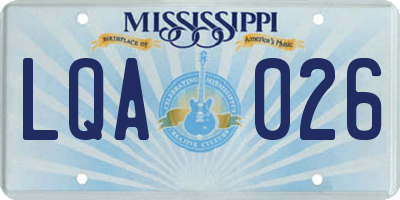 MS license plate LQA026