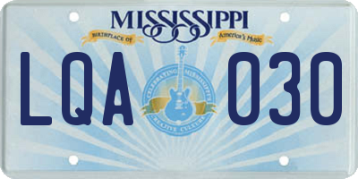 MS license plate LQA030