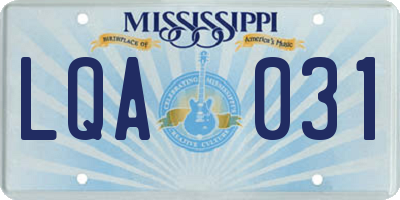 MS license plate LQA031