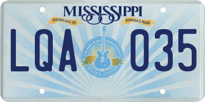MS license plate LQA035
