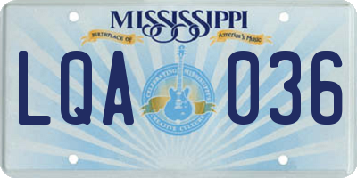 MS license plate LQA036