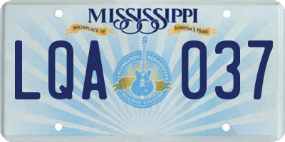 MS license plate LQA037