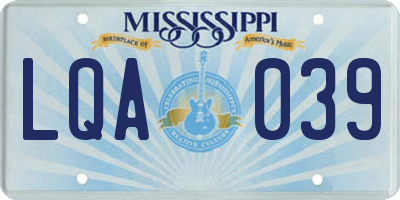 MS license plate LQA039