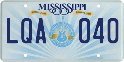 MS license plate LQA040
