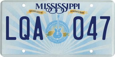 MS license plate LQA047