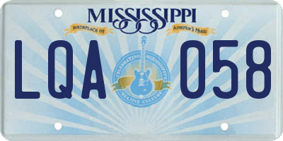 MS license plate LQA058