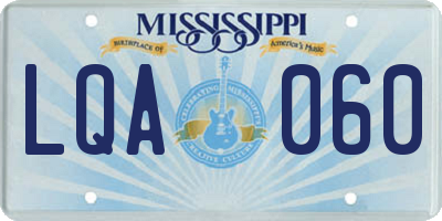 MS license plate LQA060