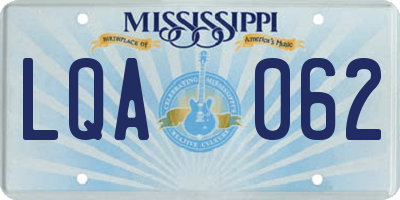 MS license plate LQA062