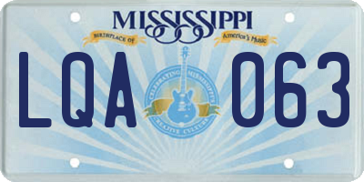 MS license plate LQA063