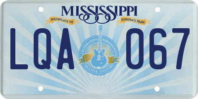 MS license plate LQA067