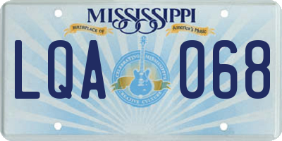 MS license plate LQA068