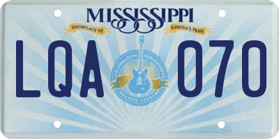 MS license plate LQA070