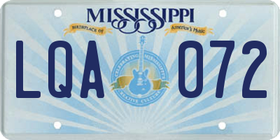 MS license plate LQA072