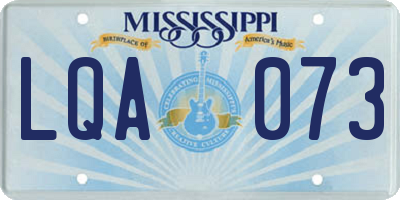 MS license plate LQA073