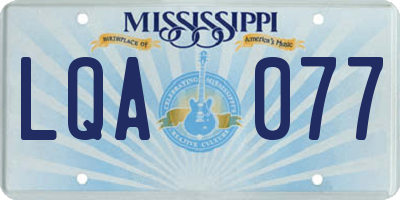 MS license plate LQA077