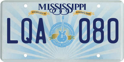 MS license plate LQA080