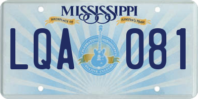 MS license plate LQA081