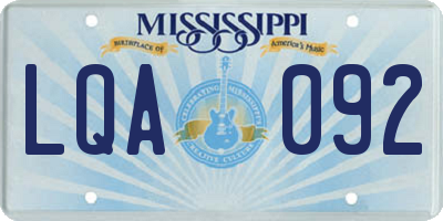 MS license plate LQA092