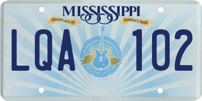 MS license plate LQA102