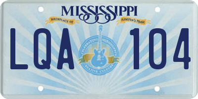 MS license plate LQA104