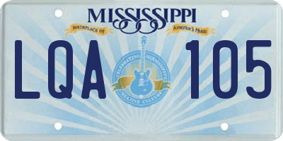 MS license plate LQA105