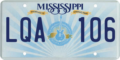 MS license plate LQA106