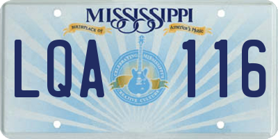 MS license plate LQA116