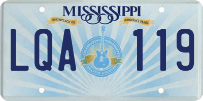 MS license plate LQA119